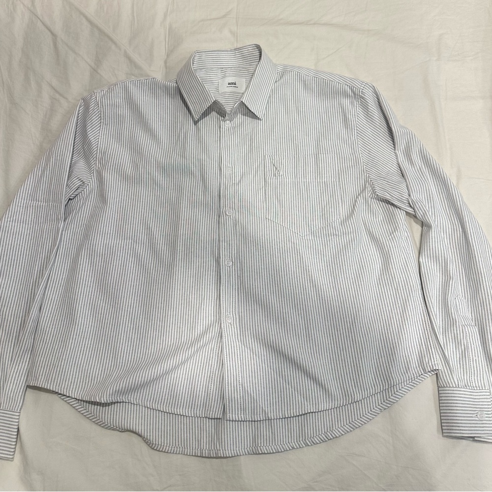 AMI Alexandre Matiussi Blue striped cropped jacket women